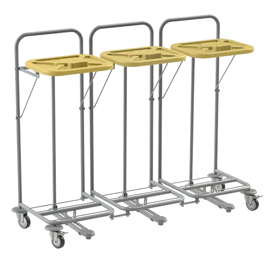 VK 80 - 3N vozík na třídění odpadu a prádla, nožní otevírání plast - VK - žlutý